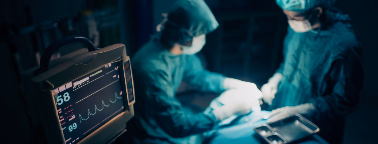 A neurosurgical team at work in theatre